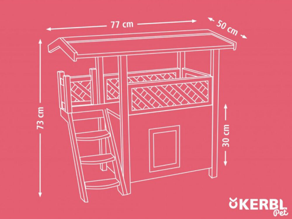 Búda pre mačky s terasou KERBL 82790 LODGE, 77x50x73cm - Image 10