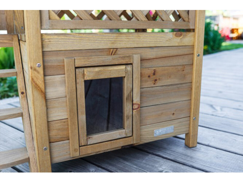 Búda pre mačky s terasou KERBL 82790 LODGE, 77x50x73cm - Image 9