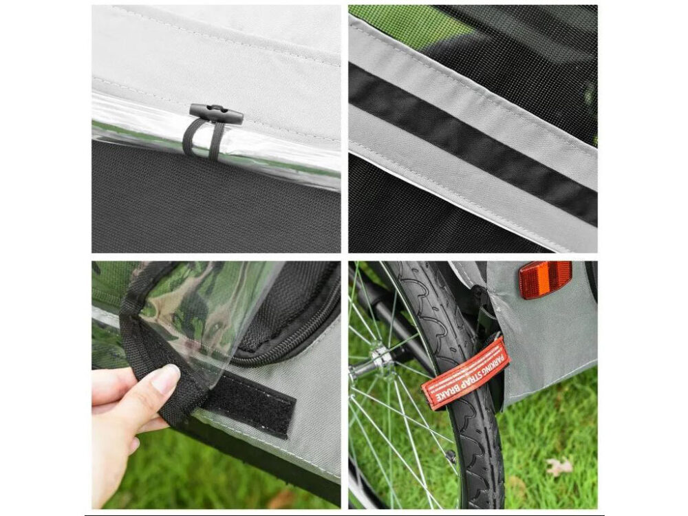 Vozík za bicykel pre psov 2v1 PAWHUT D00-144GY, šedý - Image 7
