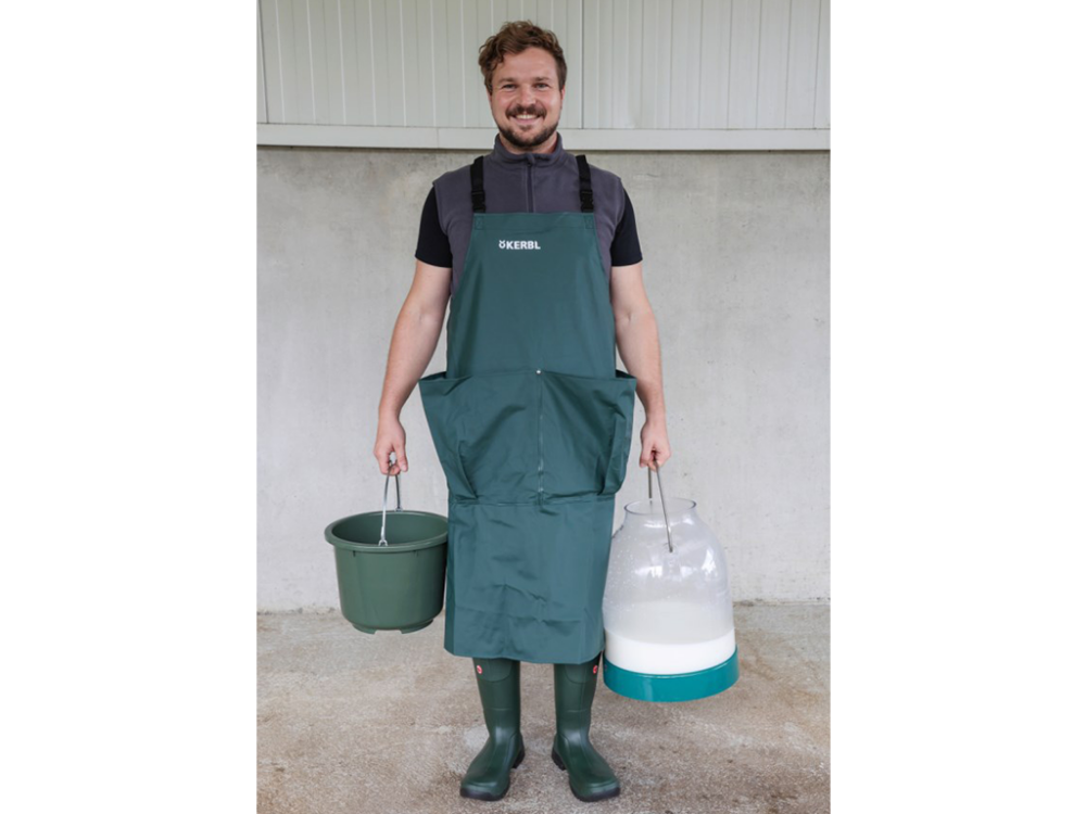 Vodeodolná zástera na dojenie s vreckami KERBL 15616 PREMIUM APRON, 110X118cm, zelená - Image 4